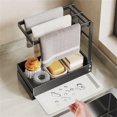 thumbnail image 5 of Sponge Holder with Drain Pan, Boriyuan Foldable Kitchen Sink Caddy Organizer Kitchen Sponge Holder Dishcloth Hanger for Sponge Brush Soap Dish Dishcloth Rack (Black), 5 of 9