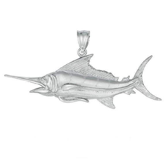925 Sterling Silver Necklace w/ Blue Marlin Fish Pendant