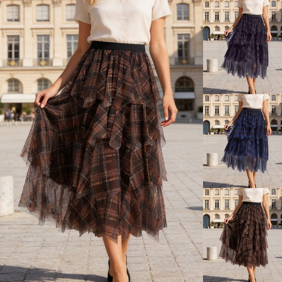 CAIXIA Mini Skirts for Women No Shorts Ruffled Styles Floral Stretchy Flowy Swing Pleated Beach Long Skirt with Pockets