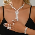 thumbnail image 2 of AEXTO Iced Out Crystal Set Tassel Necklace, Dangle Earrings & Eternity Bracelet – Perfect for Wedding, Party – Luxury Silver Jewelry for Women, 2 of 5