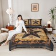 thumbnail image 4 of Homewish Texas Stars 3 Pieces Queen Comforter Set for Kids Teens Adults,Black Brown Ultra Soft Bedding Sets,Retro Vintage Bedding Comforter Set Breathable,Breathable Room Decor,Reversible, 4 of 8