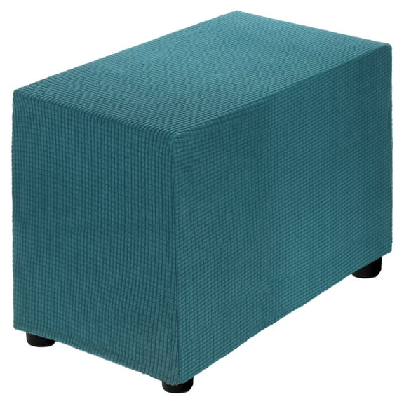 Stretch Ottoman Cover Rectangular Fit Length 20"-30", Small, Dark Cyan