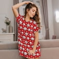 thumbnail image 3 of Kdxio Mignon Imprimé Baseball Chemise de Nuit pour Femmes Vêtements de Nuit Manches Courtes Chemise de Nuit Décontractée Imprimé Robe de Nuit Ample Confortable Pyjama, 3 of 6