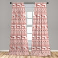thumbnail image 5 of Ambesonne Nordic Curtains, Scandinavian Horses Hearts, Pair of 28"x84", Vermilion and White, 5 of 5