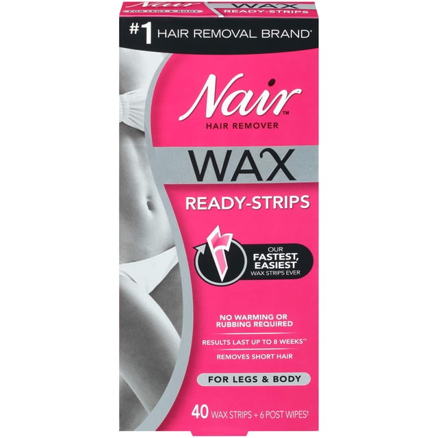 Cera depilatoria Ready-Strips Nair para piernas y cuerpo, 40 unidades