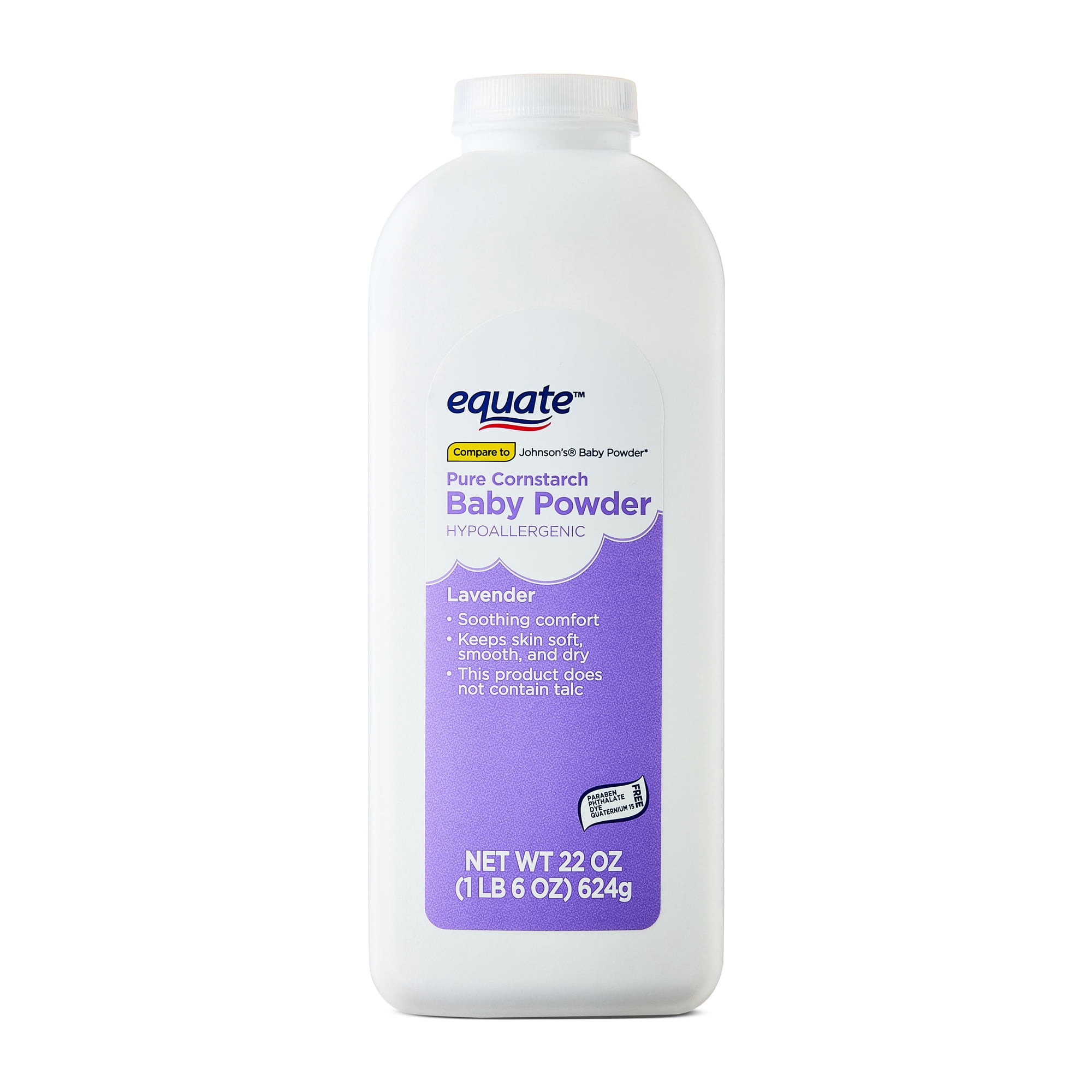 Equate Pure Cornstarch Baby Powder, Lavender, 22 oz