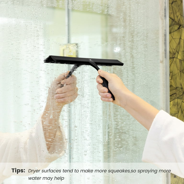Shower Squeegee for Shower Doors, Shower Squeegee for Glass Doors, Bathroom, Mirrors, Windows Cars and Tile Walls, Silicone Handle Shower Squeegee