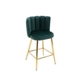 thumbnail image 5 of Guyou 26" Counter Height Bar Stool Set of 2, Modern Velvet Upholstered Bar Stool with Channel Tufted Backrest and Metal Legs for Kitchen Island Bar Restaurant, Green, 5 of 12
