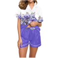 thumbnail image 2 of Qiopertar Liquidation à Moins de 5$ Blouse Décontractée Imprimée Col Rabattu Manches Courtes Mode Short Ensemble Pyjama Grandes Économies de Vacances!, 2 of 4