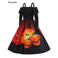 thumbnail image 3 of Vestido de Halloween de manga larga vintage para mujer, elegante vestido de tirantes finos de los años 50 y 60 para fiesta de noche y graduación, 3 of 5