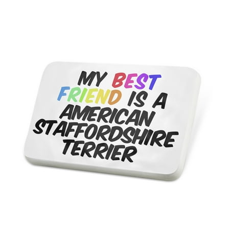 Porcelein Pin My best Friend a American Staffordshire Terrier Dog from United States Lapel Badge –
