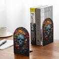 thumbnail image 5 of KLL Butterfly Flower Skull A Print Wood Book Ends for Shelves,1 Pair Wood Bookends Book Holder Stand Decorative, Book Stoppers for Heavy Duty Books CD File Video Games, 5 of 8