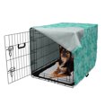 thumbnail image 2 of Dahlia Flower Dog Crate Cover, Repeating Fashioned Dots Spots Mother Earth Theme Peony Graphic Image, Easy to Use Pet Kennel Cover for Medium Large Dogs, 35" x 23" x 27", White Teal, by Ambesonne, 2 of 6
