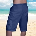 thumbnail image 5 of SDNall Linen Shorts Men Summer Fashion Drawstring Elastic Solid Color Loose Casual Five Pants Beach Casual Shorts Mens Workout Shorts (Navy,Sizes:M-3XL), 5 of 9