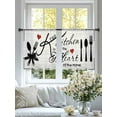 thumbnail image 5 of Kitchen Tableware Semi Sheer Curtains 54 Inch Length 2 Panels Set, Red Love Heart Black Words Vintage Sheer Kitchen Curtain Privacy Voile Window Curtain for Living Room Bedroom Rod Pocket Drapes, 5 of 7