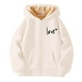 thumbnail image 4 of Glisme Girls Winter Jacket Hooded Thermal Jacket With Prints Zip Up Cozy Coat For Active Play And Casual Outings Beige Practical Outerwear Size 4-5 Years, 4 of 4