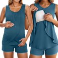 thumbnail image 6 of WUXIAN Womens Pajamas Set Sleeveless Crew Neck Sleepwear Double Layer Postpartum Top And Shorts Set For Pregnancy Clothes, 6 of 6