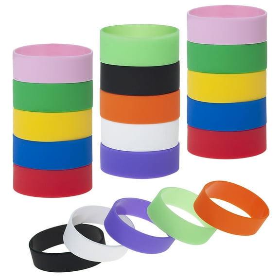 Muka 20 Pcs Wide Silicone Bands for Adults, Retro Bangle Wristbands, Party Favor