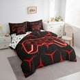 thumbnail image 3 of Castle Fairy Teens Red Hexagon Gamepads Twin Bedding Sets,Video Game Bedding Comforter Set, 3 of 8