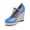 Blue, variant on Women's T-Strap espadrilles Wedges sandals Platform Buckle Strap closed Toe comfortable heeled sandals(pink, 9)