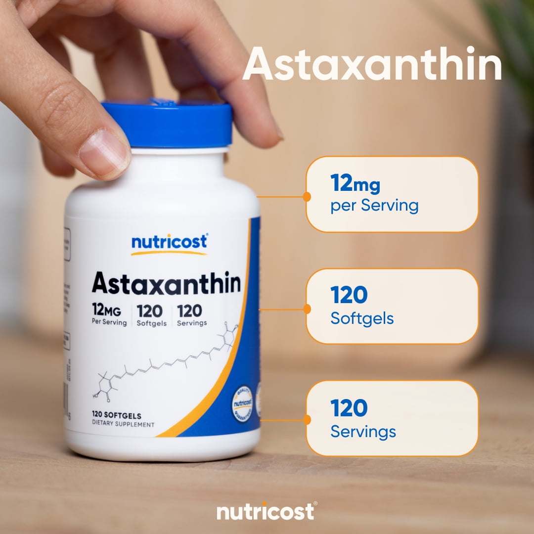 Nutricost Astaxanthin 12mg, 120 Softgels - Gluten Free & Non-GMO Supplement