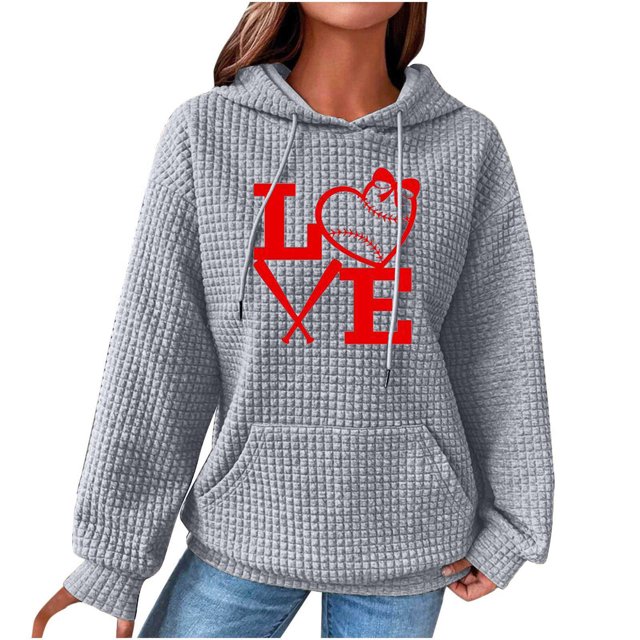 Chandails à Capuchon pour Femmes à la Mode Automne et Hiver Décontracté Imprimé Manches Longues Col Rond Chandails en Molleton à Capuche pour Femmes Hauts Blouse Ample avec Cordon de Serrage et Poche