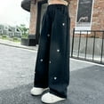 thumbnail image 4 of BULLPIANO Girls Jeans Elastic Wasit Wide Leg Pants Kids Jeans Hem Denim Pants 6-16 Years, 4 of 9
