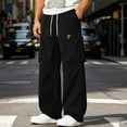thumbnail image 2 of Daiosportswear Men's Streetwear Workwear Pants Loose Straight Leg Casual Daily Wear Trousers Black XXXL, 2 of 9