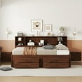 thumbnail image 2 of Full Size Platform Bed, Modern Wooden Captain Bed Frame with Built-In Storage Shelves, 4 Drawers and 2 Cabinets, Storage Bed Frame for Bedroom, Antique Brown, 2 of 9