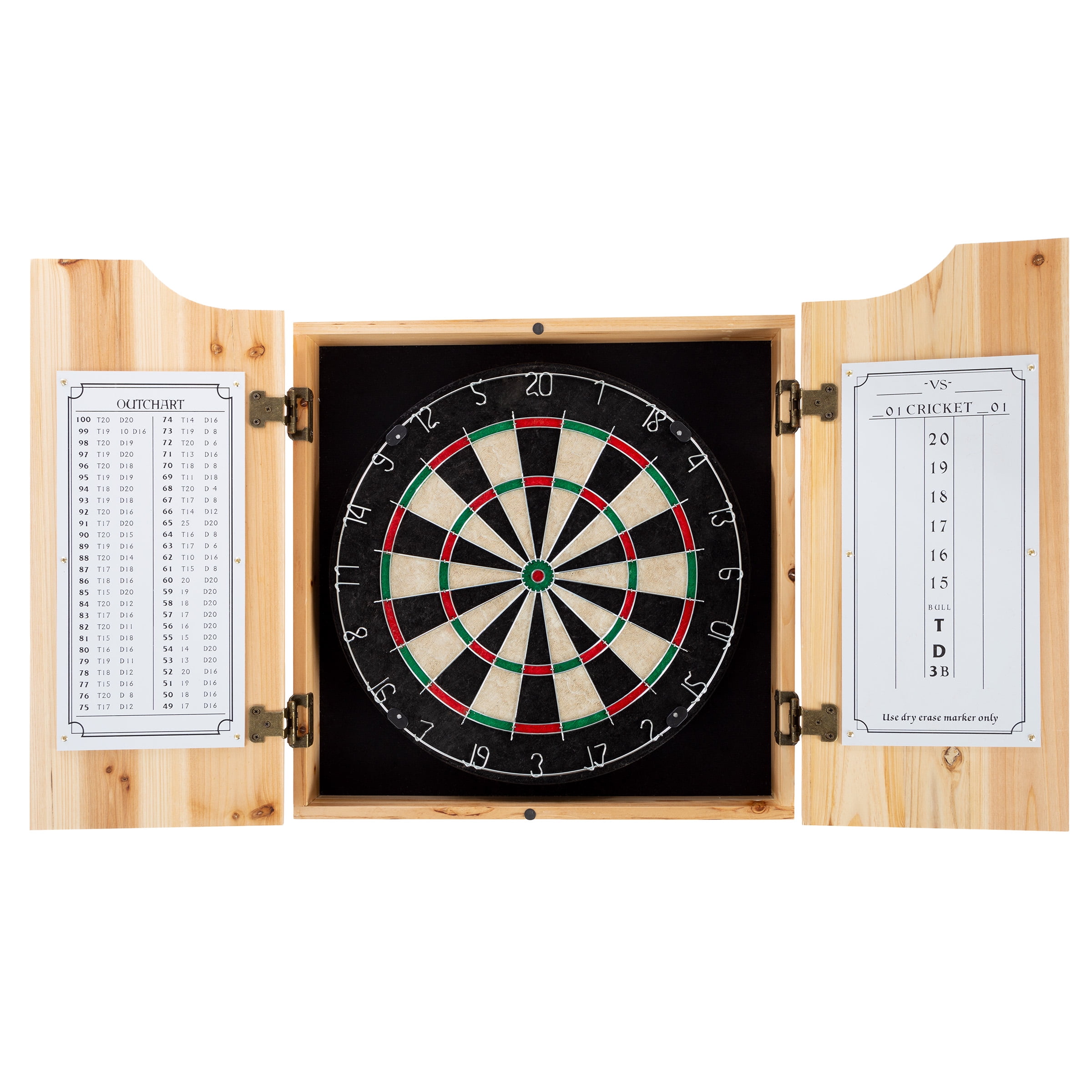 Vegas Golden Knights Logo Dart Board Cabinet Set with 6 Steel Tip Darts