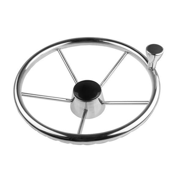 11Inch Stainless Steel Boat Steering Wheel 5 Spoke Boat Marine Destroyer Steering Wheel with Knob