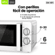thumbnail image 4 of Microondas EWTTO EW-H811, 20L, 700W, control mecánico, 6 potencias, temporizador 30min, plato giratorio, diseño compacto – Ideal para hogar, oficina o adultos mayores, 4 of 8