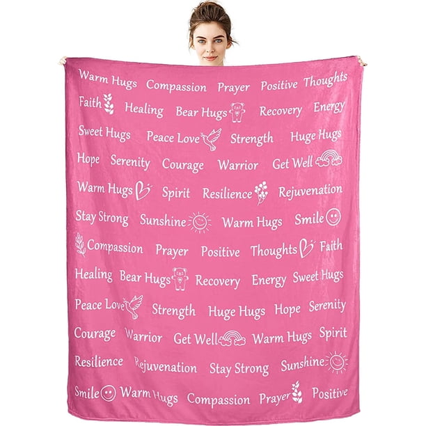 LHSHID Healing Blanket Get Well Soon Gifts Teal Compassion Blankets Sympathy Prayer Warm Hugs Courage Sunshine Throw Blankets Soft Cozy Blanket 30x40in