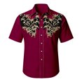 thumbnail image 5 of LIIPEE Western Cowboy Floral Graphic Shirt For Men Short Sleeve Turn Down Collar Button Up Shirts Male Comfortable Breathable Tops,XXL, 5 of 5