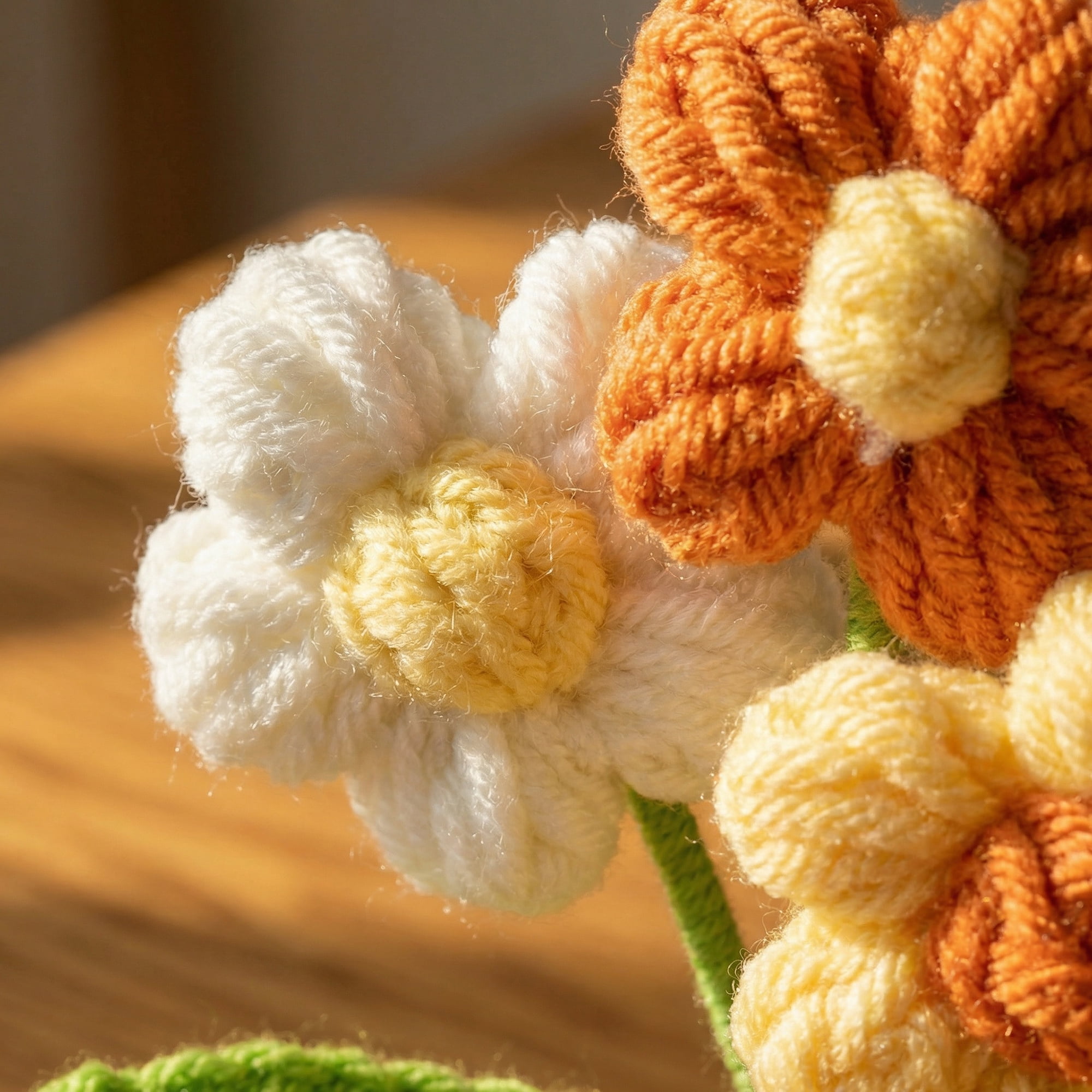Unique Bargains Handmade Crochet Potted Knitted Plant Small Yellow Flowers 4.3inch