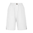 thumbnail image 5 of Kvture Cotton Linen Shorts for Women Loose Fit Knee Length Bermuda Shorts Casual Wide Leg Elastic Waist Workout Shorts White L, 5 of 8