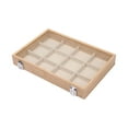 thumbnail image 2 of Segolike Jewelry Box Earring Organizer Tray Wooden with Clear Lid Earring Display Tray Velvet Jewelry Tray for Store Display Showcase 12 Grids Beige, 2 of 8