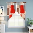 thumbnail image 4 of Swag Curtains Valances for Windows, Abstract Vintage Short Kitchen Window Curtains Over Sink, Art Oil Painting Texture Cafe Curtains Panel Set Of 2,Rod Pocket, 36 Inches Length Red Brown Gray, 4 of 5