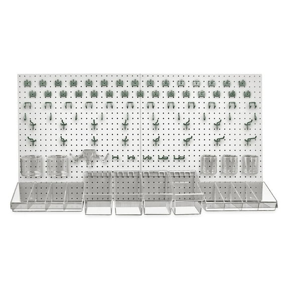 Azar Displays 900988-WHT White 125-Piece Pegboard Organizer Kit (2 - 24"x24")
