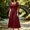 Wine, variant on Women's Renaissance Smocked Waist Midi DressBoho Split Bell Sleeve Flowy Dress Halloween Cosplay Costume