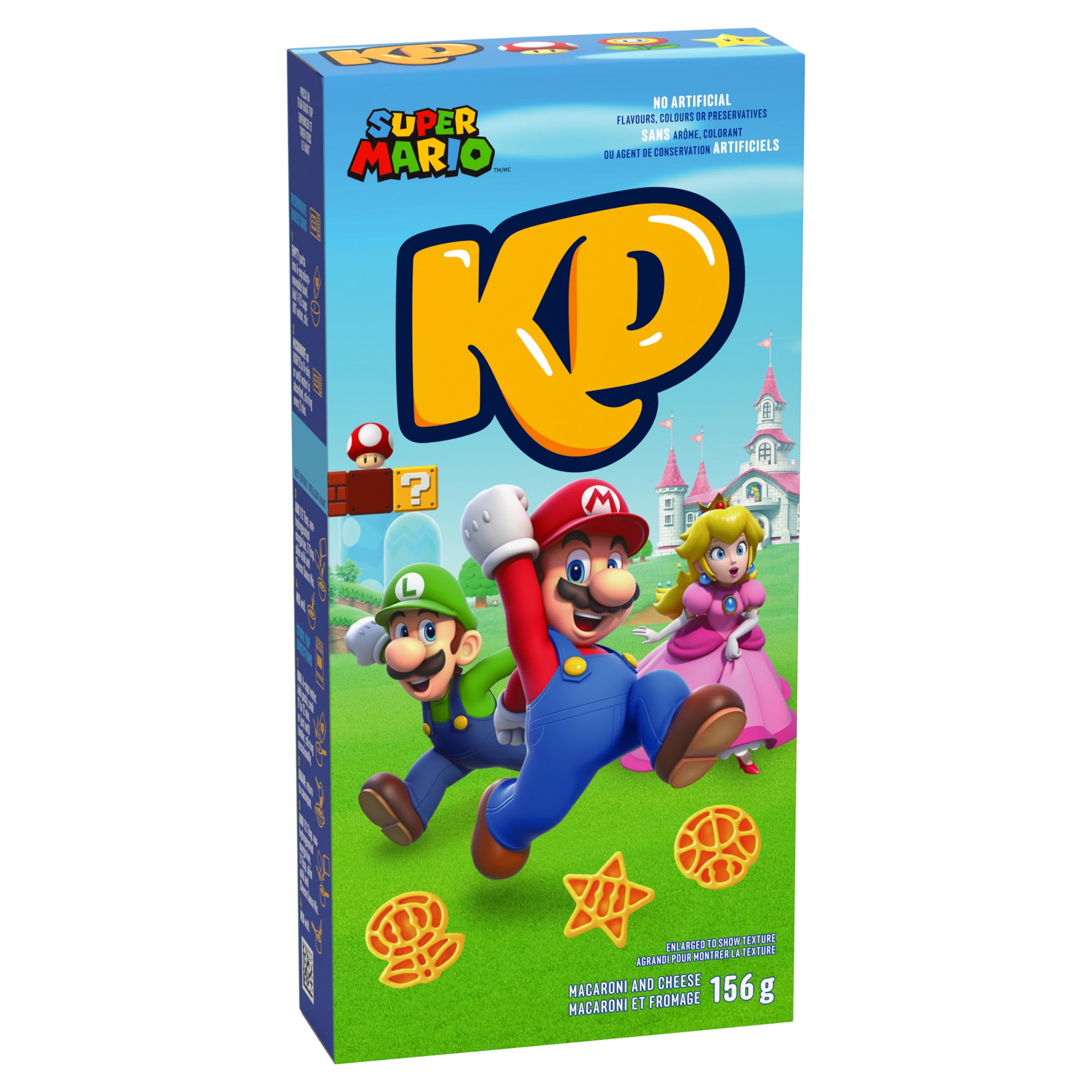 KD Super Mario Power-Up Pasta Shapes Macaroni and Cheese, 156 g Box, Boxed Mac & Cheese - 156g