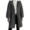 thumbnail image 3 of yillto Women Sherpa Jackets Long Lightweight Fleece Hoodie Coat Fuzzy Warm Knee Length Coats, 3 of 7