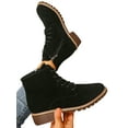 thumbnail image 3 of Woobling Womens Low Heel Ankle Boots Western Cowgirl Thick Rubber Outdoor Walk Boot Black US 9, 3 of 5
