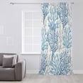 thumbnail image 3 of Navy Blue Coral Coastal Semi Sheer Curtains Drapes for Living Room, Bedroom, French Doors Window 45 Inches Long, Summer Beach Seaside Nautical Rod Pocket Chiffon Curtain Drapery Voile Drape Panel, 3 of 6