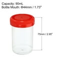thumbnail image 2 of Uxcell 90mL Sample Cups Sample Containers Leak Proof Screw Cap for Lab Home Red 5 Pack, 2 of 6