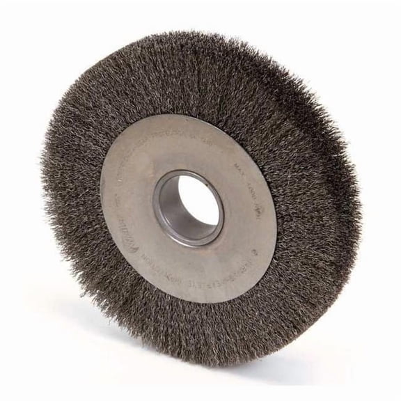 Weiler Wide-Face Crimped Wire Wheel, 10 in Dia. x 1 5/8 in W, 0.014 in Steel, 4,000 rpm