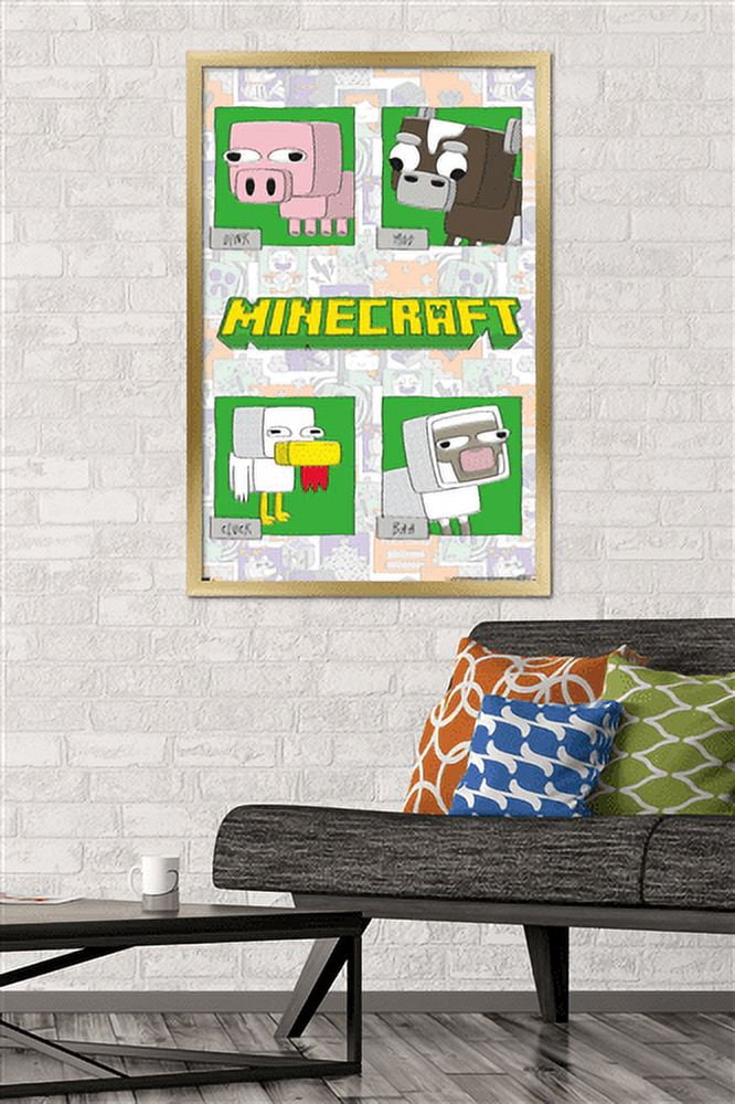 Minecraft - Simple Comic Animal Grid Wall Poster, 22.375" x 34" Framed