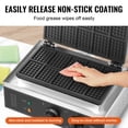 thumbnail image 4 of VEVOR Commercial Waffle Maker, 10PCS Rectangle Waffle Baker Machine, 1550W Non-Stick Stainless Steel Belgian Waffle Iron with Temp and Time Control, Handle, for Restaurant Bakery Snack Bar Family, 4 of 6