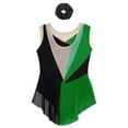 thumbnail image 6 of TiaoBug Kids Girls Figure Skating Dance Dress Sleeveless Sparkly Bodysuit with Hair Band Green&Black 16, 6 of 7