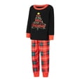 thumbnail image 3 of Christmas Family Pajamas Matching Set Letter Print Long Sleeve Tops and Plaid Pants Loungewear Soft Sleepwear, 3 of 10